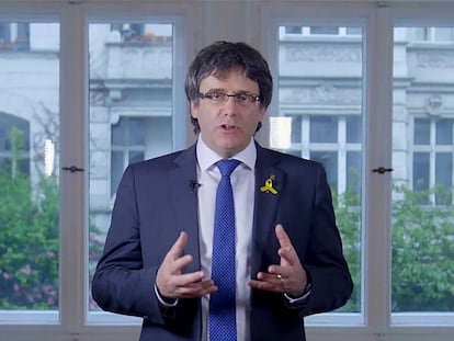 Carles Puigdemont, durante una intervención desde Berlín colgada en You tube en la que propuso a Quim Torra como su sucesor para presidir la Generalitat.