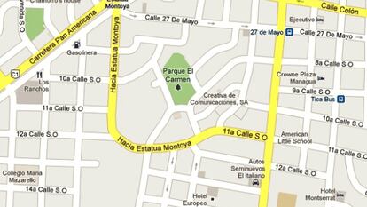 La calle &quot;Hacia Estatua Montoya&quot; en Google Maps.