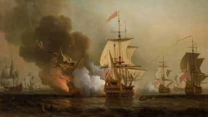 "The Battle of Barú" in which the "San José" was sunk; oil on canvas by Samuel Scott.