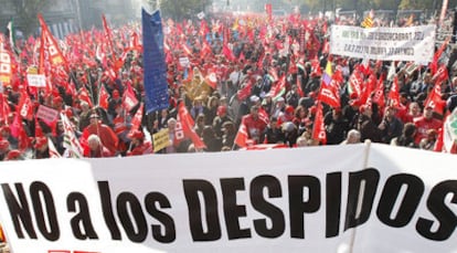 Manifestación en Madrid contra la reforma laboral.