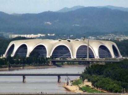 O estádio Primeiro de Maio Rungrado, na Coreia do Norte.