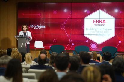 Maria Emilia Adán, decana del Colegio de Registradores de España, en la inauguración de EBRA.