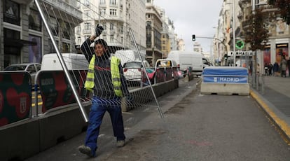 Comienzo de las obras en Gran Vía este miércoles.