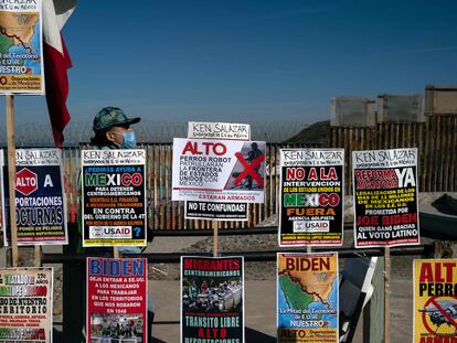 Protesta frente al muro fronterizo de Tijuana el 15 de febrero de 2022.