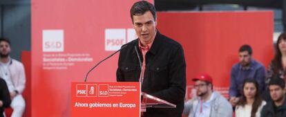 El líder del PSOE, Pedro Sánchez, durante su intervención en la clausura de la Escuela de Buen Gobierno Jaime Vera de su partido.