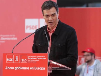 El líder del PSOE, Pedro Sánchez, durante su intervención en la clausura de la Escuela de Buen Gobierno Jaime Vera de su partido.