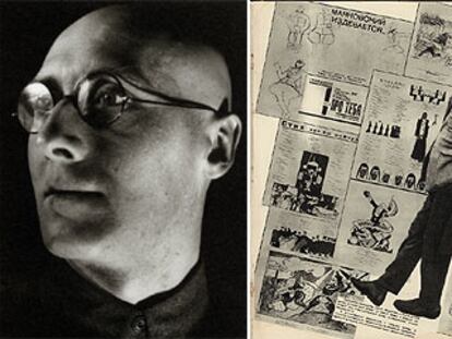 'Retrato de Serguéi Tretyakov' (1927-1928). A la derecha, '4 páginas de Vladímir Mayakovski' (1938).