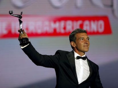 Antonio Banderas, premio de honor en la pasada edici&oacute;n de los Platino.