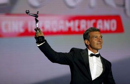 Antonio Banderas, premio de honor en la pasada edici&oacute;n de los Platino.