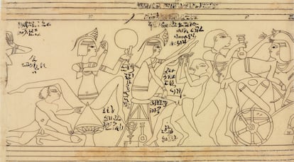 El papiro erótico de Turín fue encontrado en una vasija cerca de Luxor.