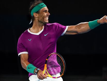 Nadal celebra su victoria ante Berrettini en la semifinal del Open de Australia.