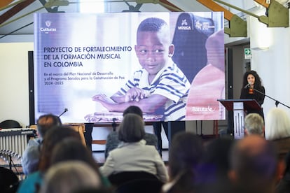 La ministra de las Culturas, Yannai Kadamani, durante el evento de cierre del Proyecto de Fortalecimiento de la Formación Musical Informal en Colombia, adelantado por la Fundación Nacional Batuta, el pasado 27 de mayo.