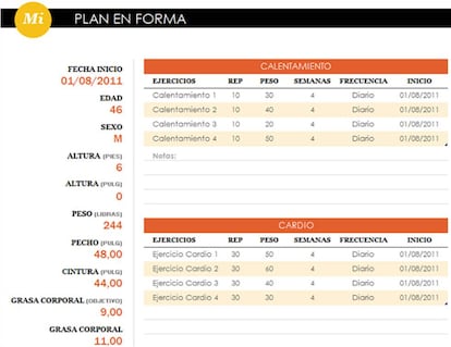 Plan para ponerte en forma.