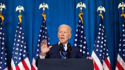 Joe Biden, durante su intervención en un evento de la Convención Nacional Demócrata en el Columbus Club de Union Station, en Washington.