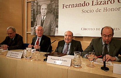 De izquierda a derecha, Hans Meinke, Víctor García de la Concha, Fernando Lázaro Carreter y Francisco Rico.