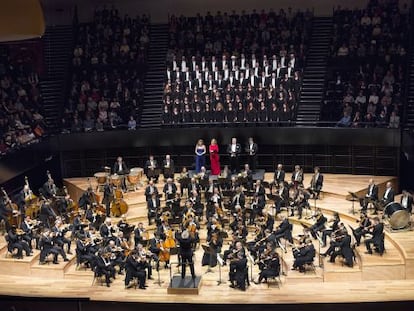 Actuación de la Filarmónica de Berlín el pasado sábado en París.