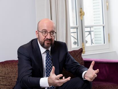 El presidente del Consejo Europeo, Charles Michel, este sábado durante la entrevista en París.