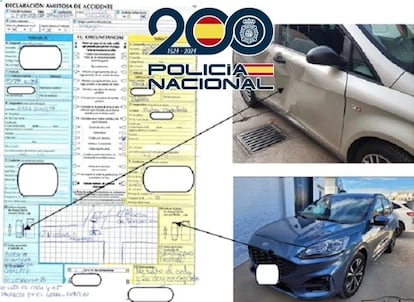 Documentación de los accidentes causados por una familia malagueña facilitada por Policía Nacional.