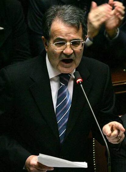 EL PRIMER MINISTRO ITALIANO, ROMANO PRODI, AYER EN EL PARLAMENTO.