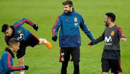 Sesión de entrenamiento de la selección española.