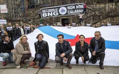 Acto de protesta de los nacionalistas en Santiago