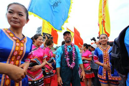 La recepción al equipo Telefónica en Sanya (China).