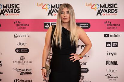  La presentadora Cristina Boscá, en la alfombra roja de la cena de nominados de Los 40 Music Awards celebrada en el museo marítimo.