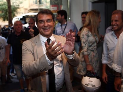 Joan Laporta, en la sede de su candidatura para las elecciones del Barça.