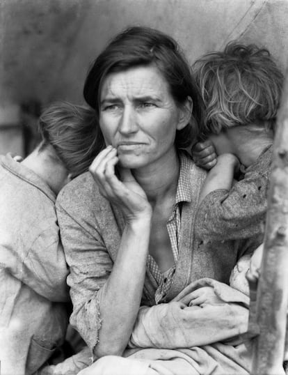 Foto: Mãe migrante, Nipomo, 1936. A exposição "Dorothea Lange: A política da visão" chega ao Jeu de Paume, em Paris, com o objetivo de "retificar esse desequilíbrio e reposicionar Lange como uma voz crítica na fotografia do século XX".