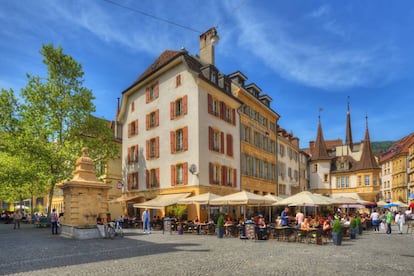 La Place des Halles, en Heuchâtel (Suiza).