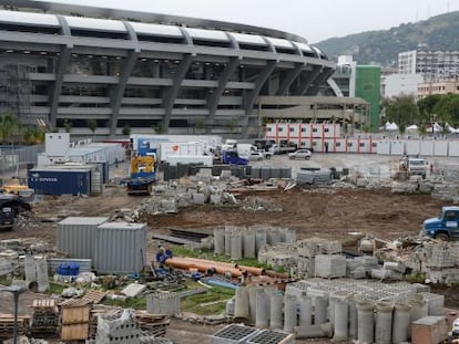 Vista de las obras en Maracaná, ayer.