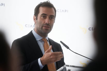 El ministro de Economía, Comercio y Empresa, Carlos Cuerpo, el pasado día 10 en un acto del Consejo Empresarial Alianza por Iberoamérica (CEAPI) en Madrid.