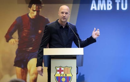 Jordi Cruyff, en el acto en honor a Johan un año después de su muerte.