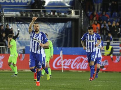 Laguardia, tras anotar el gol del Alavés.