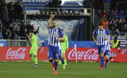 Laguardia, tras anotar el gol del Alavés.