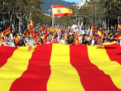 Els primers manifestants aquest diumenge a Barcelona.