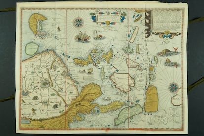 Mapa portugués de las costas y  tierras de China, Cochinchina, Camboya, Siam y Malaca, perteneciente a la colección del Museo Marítimo de Róterdam, en una imagen cedida por la editorial Biblioteca Castro.