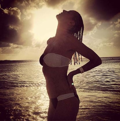 @heidiklum: 'Thank you for another beautiful day in paradise' (Gracias por otro bonito día en el paraíso).