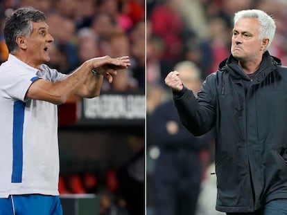 José Luis Mendilibar y Jose Mourinho, entrenadores de Sevilla y Roma, respectivamente.