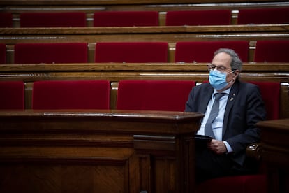 Quim Torra, en el Parlament, durante el pleno monográfico del pasado 7 de agosto.