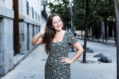 Lorena Macías, el martes en la plaza de Santa Bárbara en Madrid.