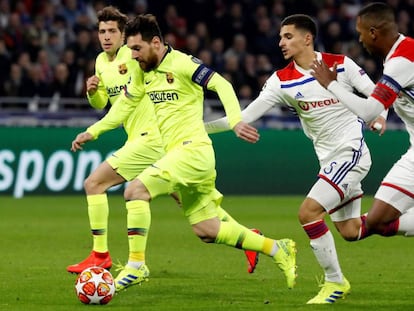 Messi, ante el Lyon.