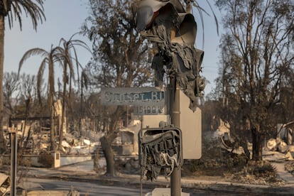 A section of Sunset Boulevard affected by the fire that has devastated the south of Los Angeles, on January 10, 2025.