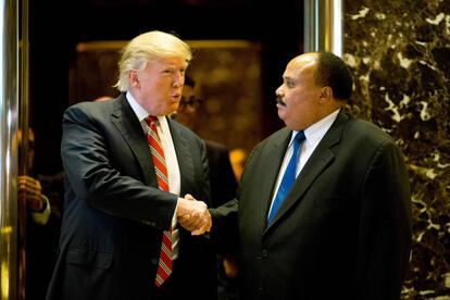 Trump con Martin Luther King III, este lunes en Nueva York