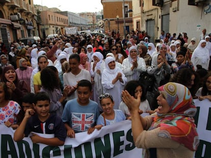 Manifestaci&oacute;n de protesta de musulmanes en Melilla.