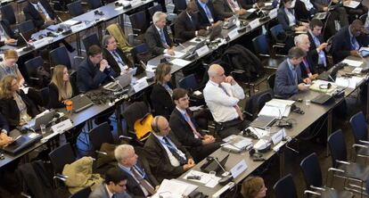 Delegados durante las sesiones del IPCC, en Copenhague de este fin de semana.