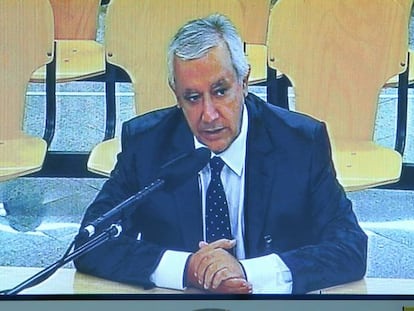 Javier Arenas, durante su declaraci&oacute;n en el juicio del caso G&uuml;rtel. 