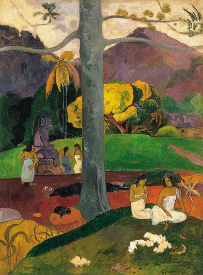 
El  ‘Mata Mua’ , la obra de Paul Gauguin clave en las negociaciones entre Carmen Thyssen y el Gobierno español, que salió en junio de 2020 de España, viaja ya en dirección al Museo Thyssen-Bornemisza, en Madrid, desde Andorra. El cuadro ha permanecido hasta ahora escondido en un búnker en el país. La operación ha sido supervisada por Guillermo Cervera, sobrino de la baronesa Thyssen y conservador de su colección. Su vuelta a España ha sido condición indispensable para la firma del acuerdo, que prevé el pago de 6,5 millones de euros anuales durante quince años. 