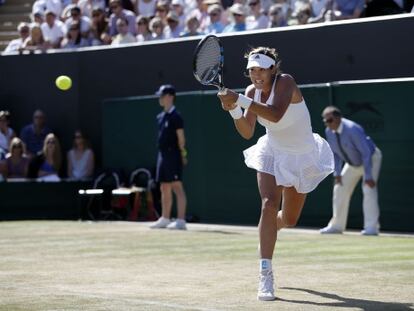 Garbiñe, durante el partido contra Wozniacki.