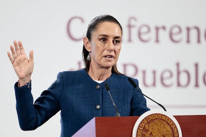 Claudia Sheinbaum, en el Palacio Nacional, en Ciudad de México, este lunes.
